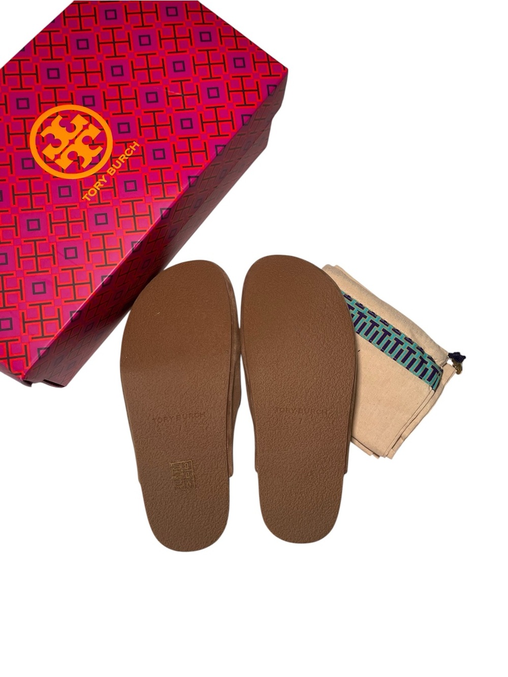 Tory Burch Charm Mule Suede Slides River Rock Size 7 NIB - Picture 8 of 8